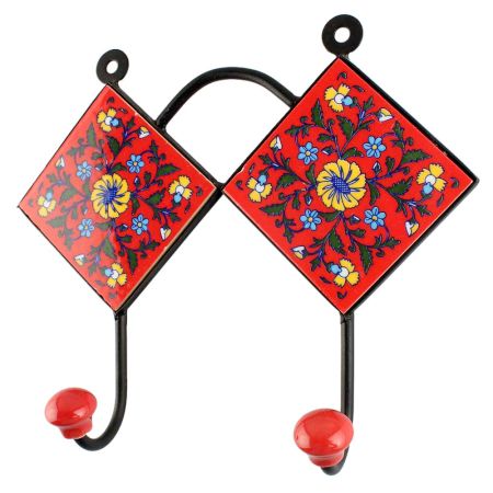 Red Wheel Flower Ceramic Tile Wall Hook Online